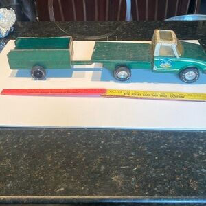 Vintage 1980s Nylint Farms Green Pickup Truck with Trailer